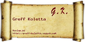 Greff Koletta névjegykártya